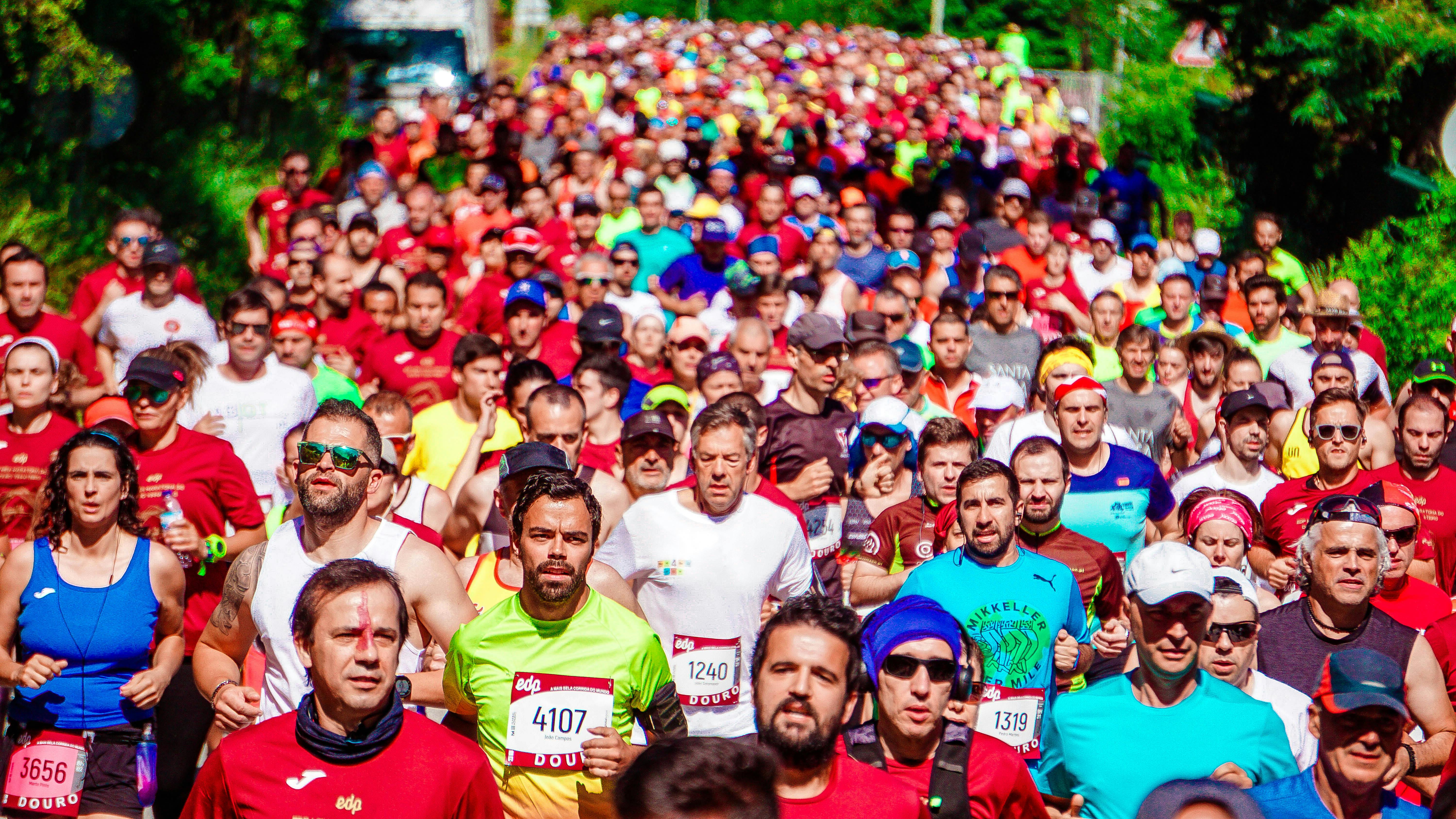Pack of runners during a race